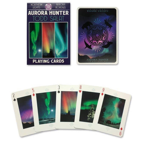 Northern Lights Playing Cards with photography by Aurora Hunter Todd Salat - Aurora Borealis Space Cards Gift