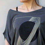 Rings of saturn womens planet saturn shirt space gift gray close up view