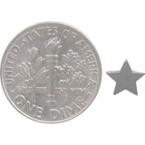 A pair of tiny sterling silver star stud earrings - the perfect space jewelry gift for a space lover! Shown next to a dime for size comparison.