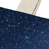 Night Sky Recycled Canvas Tote Bag - Milky Way Galaxy Space Bag Gift - close up of bag and handle.