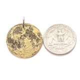 Brass double-sided full harvest moon coin keychain - the perfect moon gift! Showing near side of the Moon.