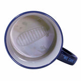 Moon gift mug that changes with heat! Showing inside of mug with astronaut boot print.