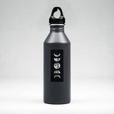 A vinyl moon phase sticker shown on a water bottle, perfect for any lover of the moon or space!