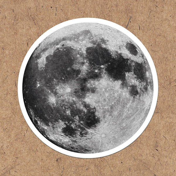 A vinyl round full moon sticker, perfect for any lover of the moon or space!
