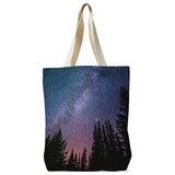 Night Sky Recycled Canvas Tote Bag - Milky Way Galaxy Space Bag Gift 