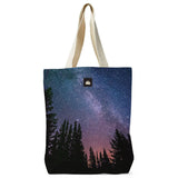 Night Sky Recycled Canvas Tote Bag - Milky Way Galaxy Space Bag Gift 