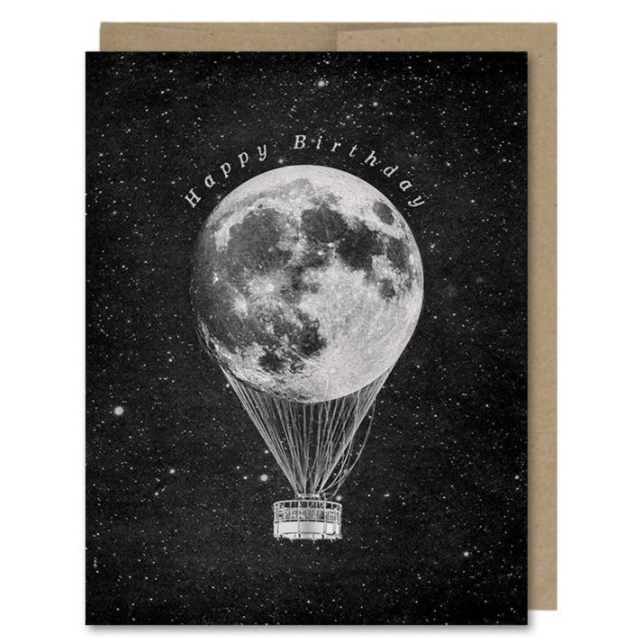 Artery8 Dreamy Night Sky Falling Stars And Full Moon Blank For Him Or Her Art Birthday Card