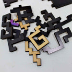 Space theme wooden jigsaw puzzle of the Horsehead Nebula Galaxy with unique geometric pieces.