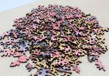 A uniqe round Mars puzzle made from wood, with oddly shaped pieces including special pieces an alien, Curiosity Rover, a spaceship and more! A round space-themed planet puzzle gift.