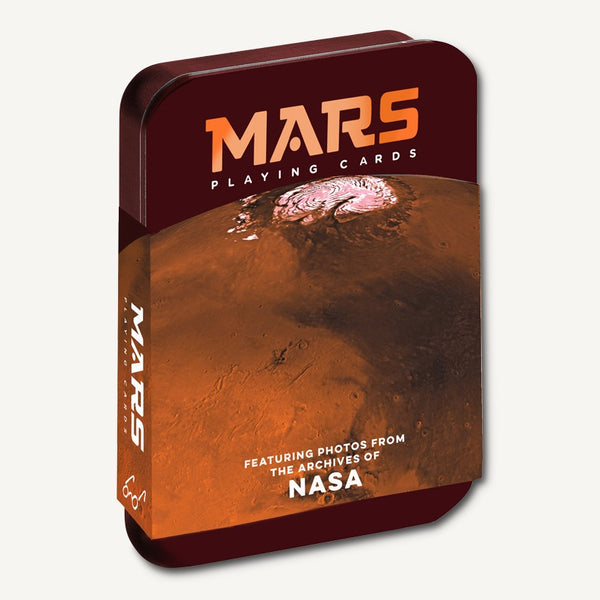 Front of Chronicle Books Mars cards space card deck with Mars photos from NASA
