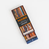 A colored space pencil gift set featuring real photos of Mars from NASA. Shown with the box partially open.
