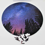 A beautiful space themed puzzle of Milky Way Galaxy at night. Made of wood. Bewilderness brand.