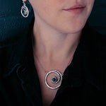 Swirly Milky Way spiral galaxy necklace with labradorite stone