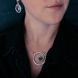 Swirly Milky Way spiral galaxy necklace with labradorite stone
