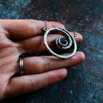 Swirly Milky Way spiral galaxy necklace with labradorite stone