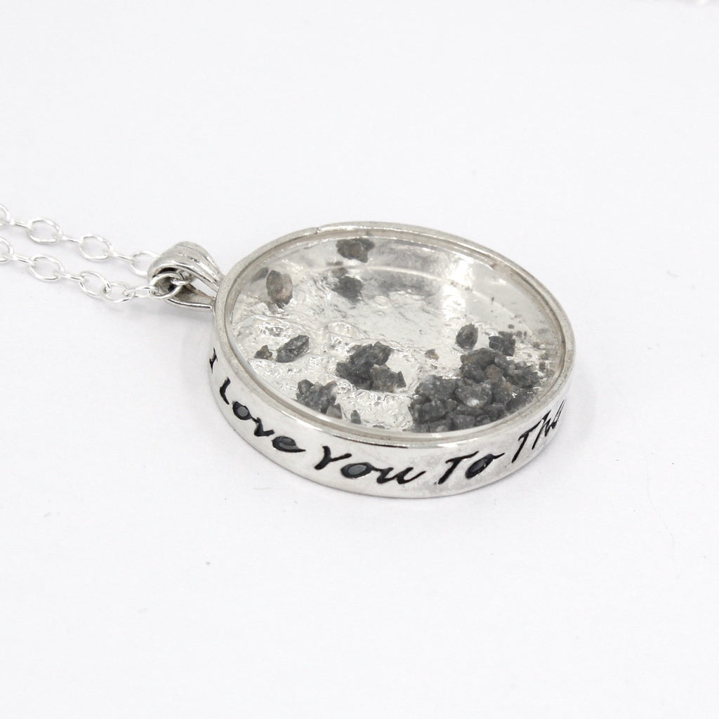 I love you to the moon and back sterling silver genuine real moon meteorite necklace with 3d moon craters - the best space jewelry gift!