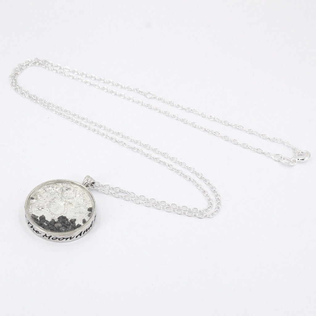 I love you to the moon and back sterling silver genuine real moon meteorite necklace with 3d moon craters - the best space jewelry gift!