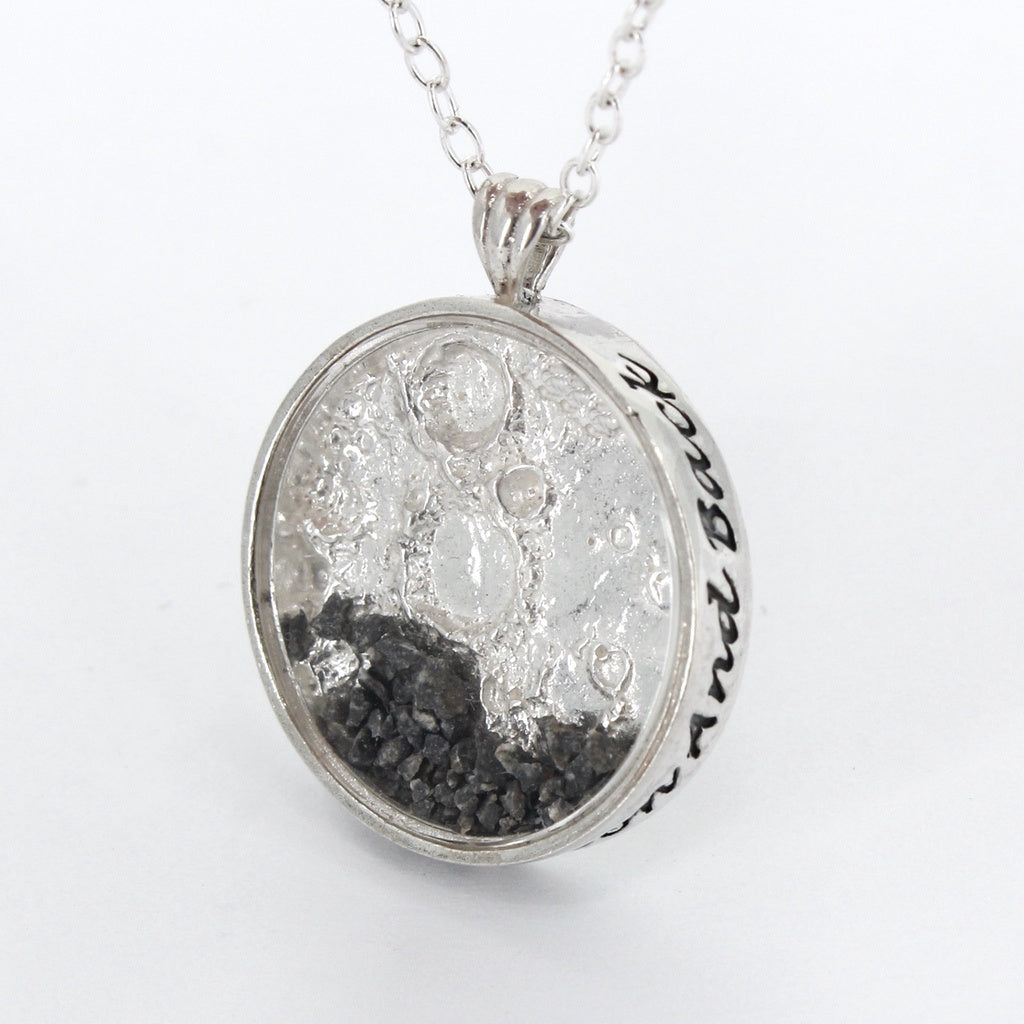I love you to the moon and back sterling silver genuine real moon meteorite necklace with 3d moon craters - the best space jewelry gift!