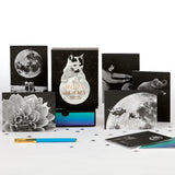 space and moon themed greeting card set