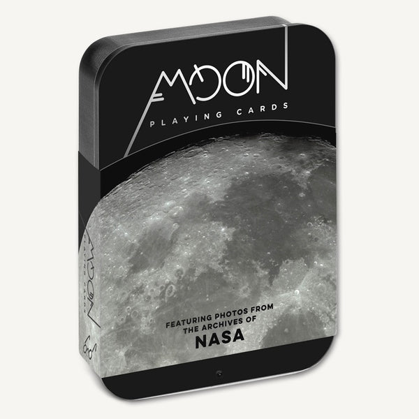 Front of Chronicle Books Moon cards deck with moon photos from NASA