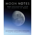 Front of box of Moon greeting cards set featuring 20 different photos from the archives of NASA! By Chronicle Books.