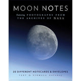 Front of box of Moon greeting cards set featuring 20 different photos from the archives of NASA! By Chronicle Books.