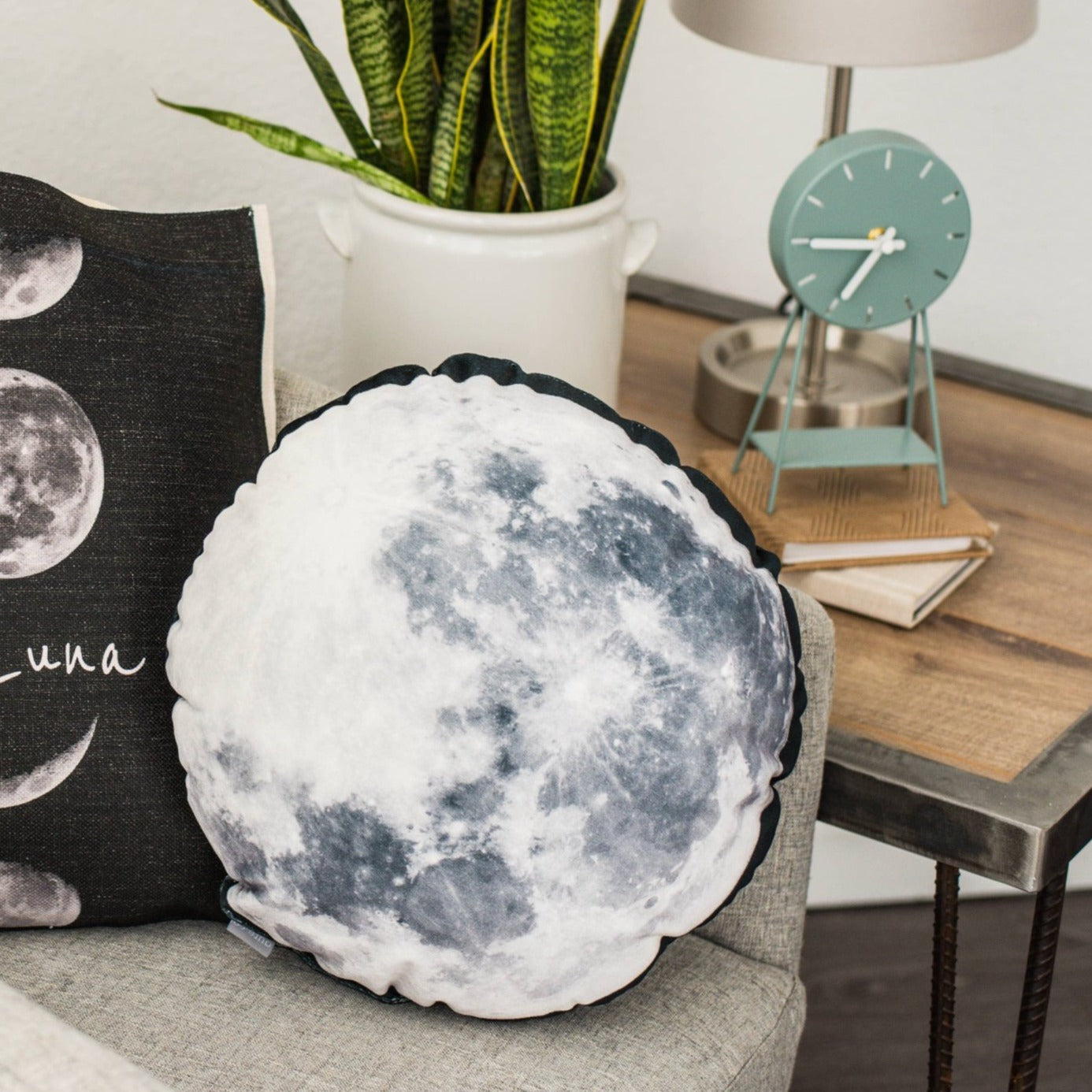 Velvet Moon Pillow - Round Space-Themed Throw Pillow - Moon Gift
