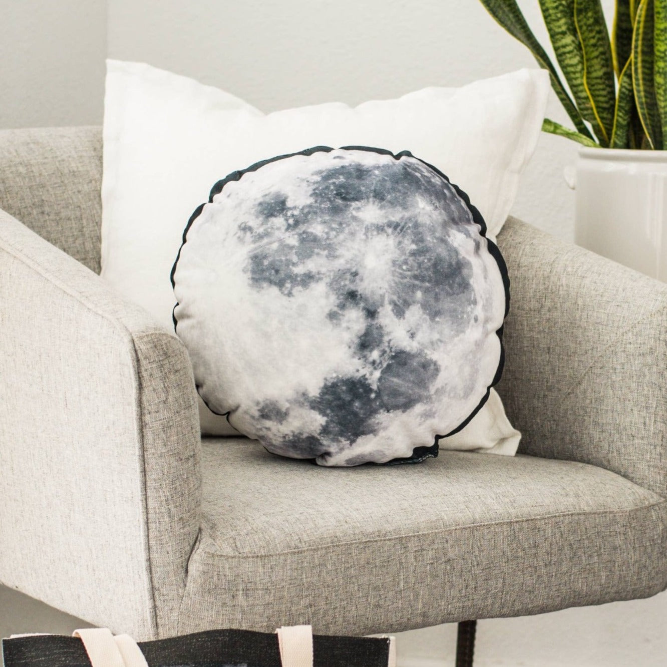 Velvet Moon Pillow - Round Space-Themed Throw Pillow - Moon Gift