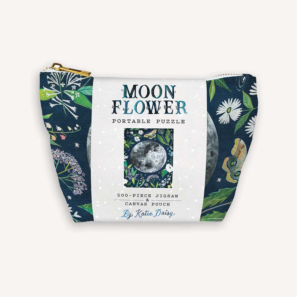 Moonflower Portable Puzzle - Katie Daisy - Moon Puzzle with Pouch