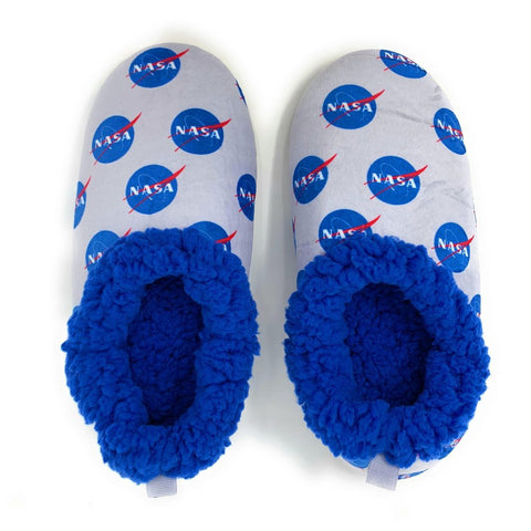 NASA space-themed slippers with NASA logo
