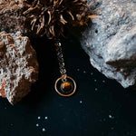 Small rings of Saturn necklace in 14k gold fill and tiger eye stone