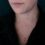 Small rings of Saturn necklace in 14k gold fill and tiger eye stone