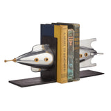 Rocket bookends by Pendulux. Aluminum and brass rocket ship bookends gift for space lovers!
