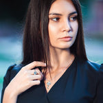 Genuine Moon Meteorite Dust Silver Necklace - Swaying Crescent