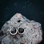 Small round genuine meteorite earrings jewelry for space lovers