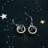 Small round genuine meteorite earrings jewelry for space lovers
