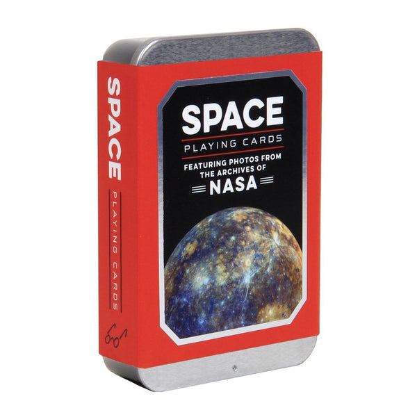 Front of Chronicle Books space cards deck with real photos of space from NASA