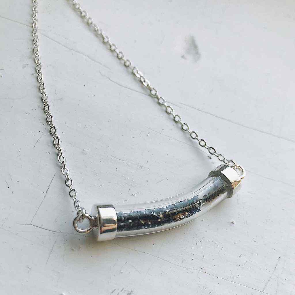 Stardust Vial Specimen Necklace with Genuine Meteorite - Space