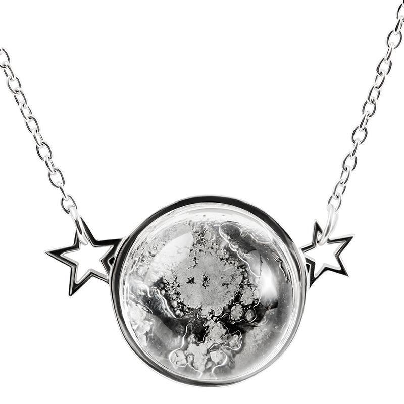 Sterling Silver Lunar Meteorite Necklace Moon Dust Star Necklace glass dome space lover jewelry
