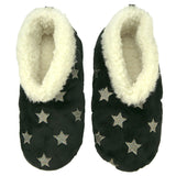 Women's star slippers, black with stars space-themed bedroom slippers