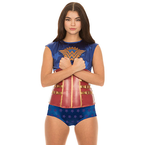 Wonder Woman costume top with a steampunk look, for adult women.