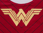 Wonder woman costume shirt bodysuit. Red with gold foil and stripes.