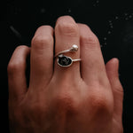 Dainty Oval Wrap Ring with Authentic Raw Meteorite