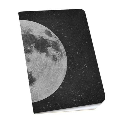 Pack of two mini notebooks showing a full moon in space.