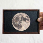 Front of medium sized wooden moon trinket box or stash box