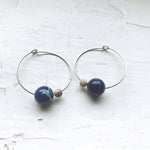 Earth and Moon beaded jasper hoop earrings