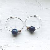 Earth and Moon beaded jasper hoop earrings