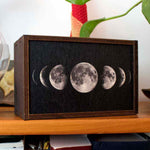 Wooden trinket box with phases of the moon