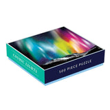 A northern lights puzzle by Galison, showing side view of the box.