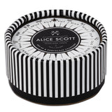 A set of astronomy/space-themed drink coasters in a black and white striped gift box.